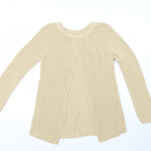 NEXT Womens Beige Crew Neck  Cotton Pullover Jumper Size 10
