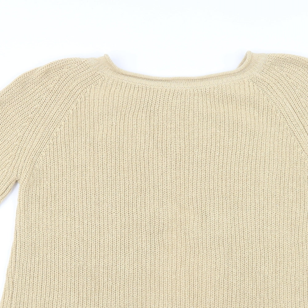 NEXT Womens Beige Crew Neck  Cotton Pullover Jumper Size 10