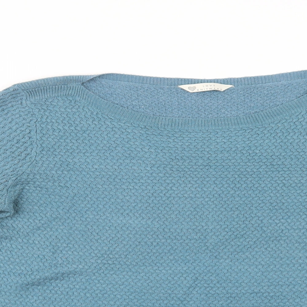 BHS Womens Blue Crew Neck  Acrylic Pullover Jumper Size 16