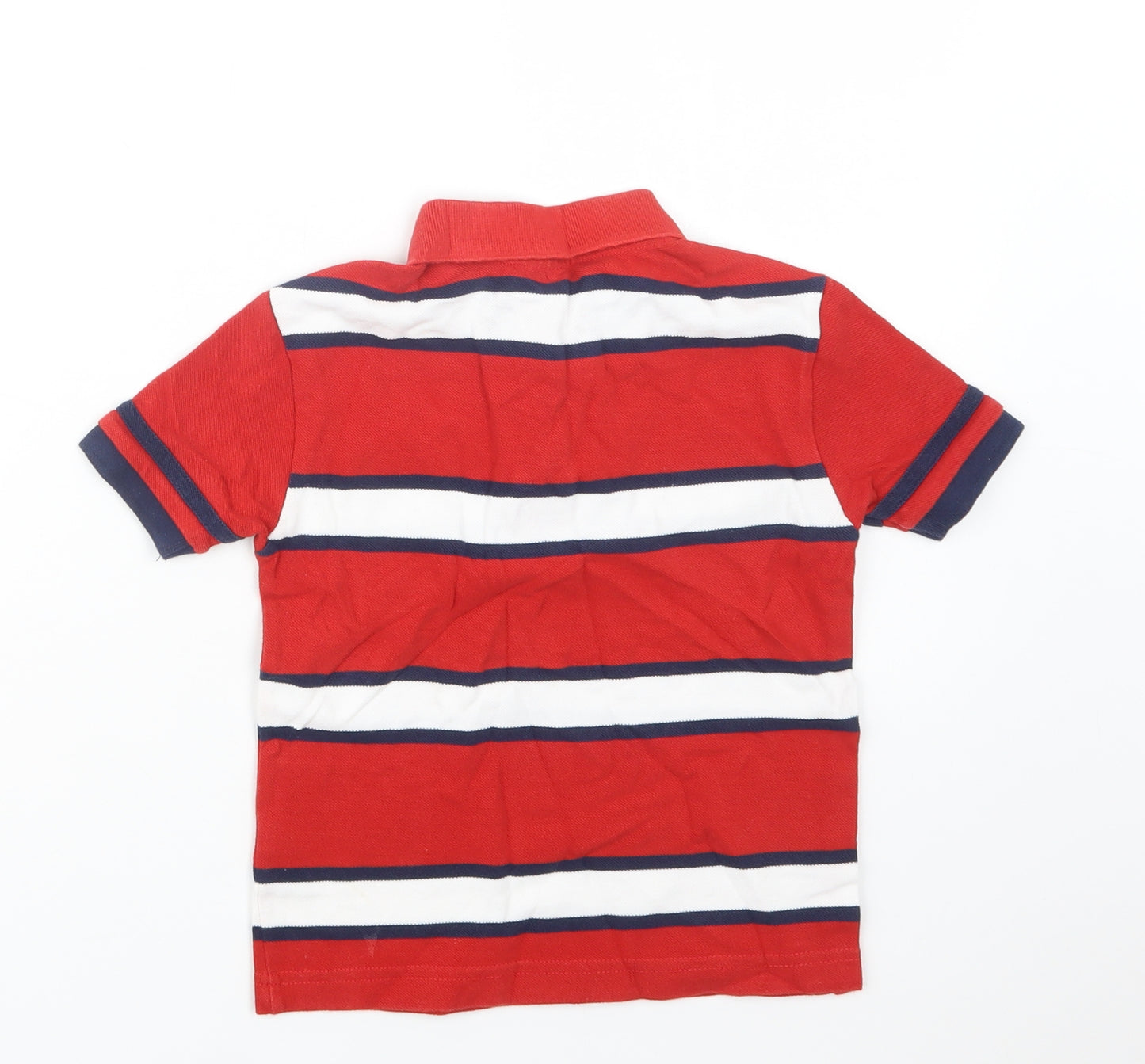 US Polo Assn. Boys Red Striped Cotton Basic Polo Size 3-4 Years Collared Button