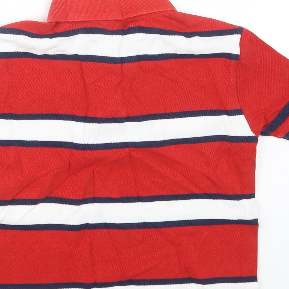 US Polo Assn. Boys Red Striped Cotton Basic Polo Size 3-4 Years Collared Button