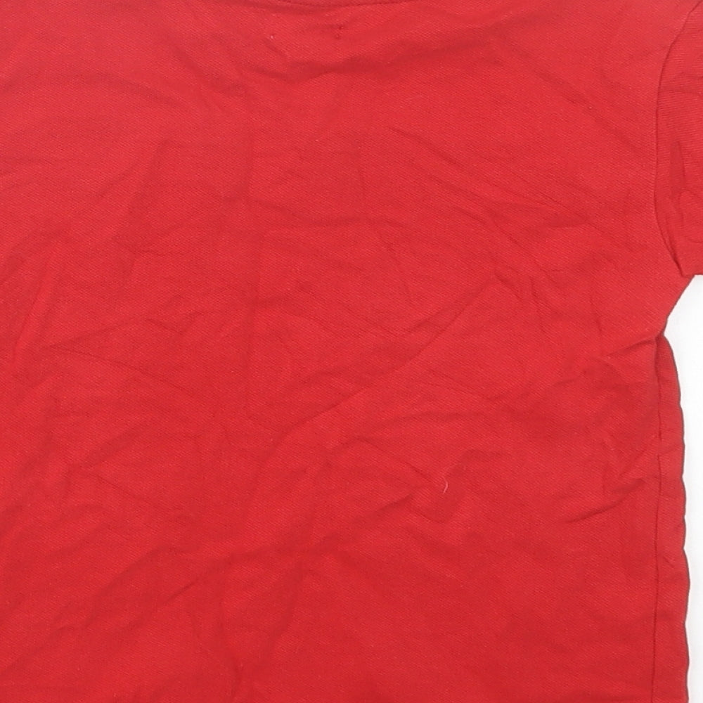 River Island Boys Red Colourblock Cotton Basic T-Shirt Size 4-5 Years Crew Neck