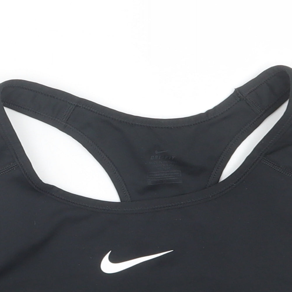 Nike Womens Black  Polyester Cropped Tank Size M Scoop Neck  - Sports Bra