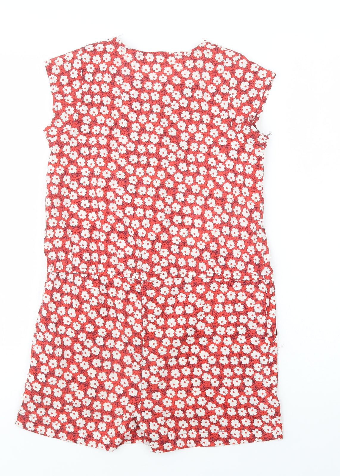 Nutmeg Girls Red Floral Polyester Playsuit One-Piece Size 9-10 Years  Button
