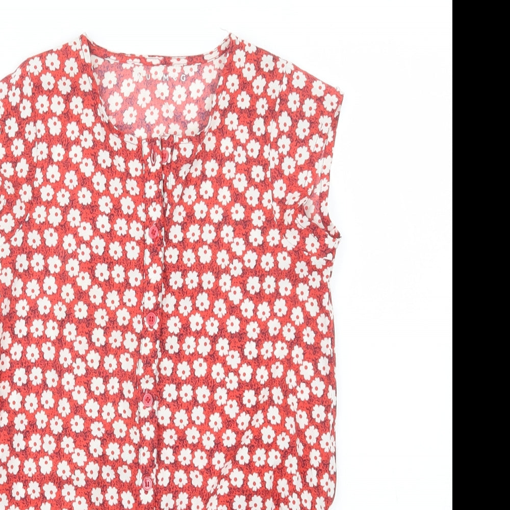 Nutmeg Girls Red Floral Polyester Playsuit One-Piece Size 9-10 Years  Button