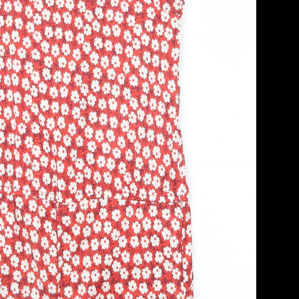 Nutmeg Girls Red Floral Polyester Playsuit One-Piece Size 9-10 Years  Button