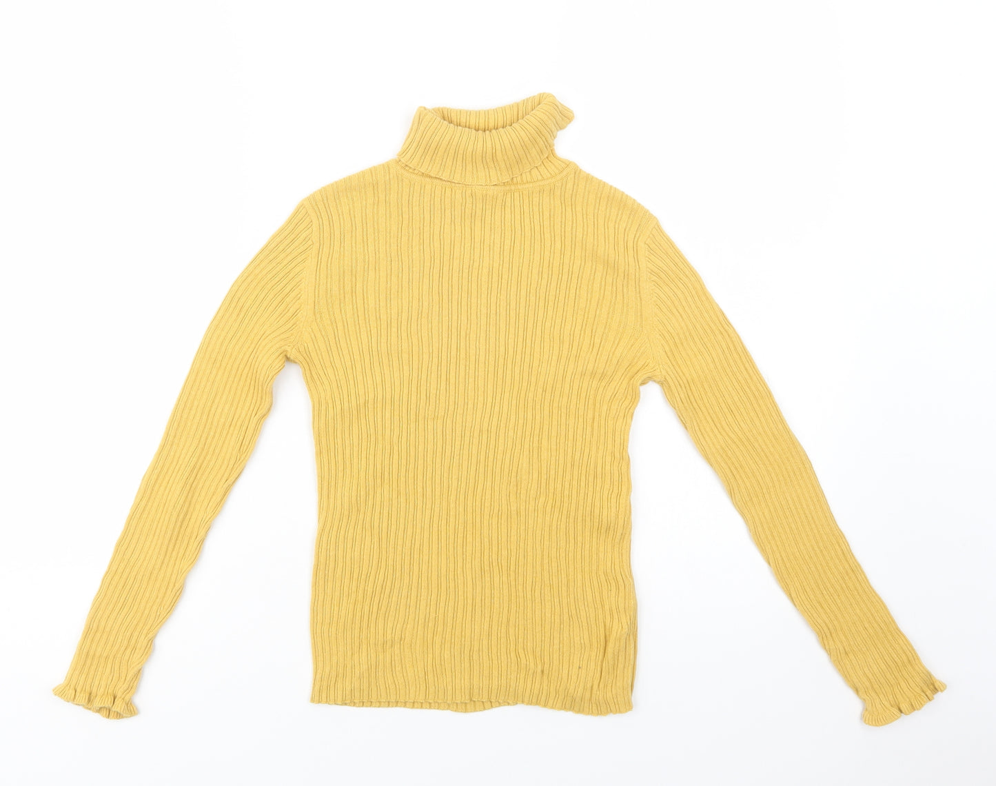 George Girls Yellow Roll Neck  Cotton Pullover Jumper Size 9-10 Years
