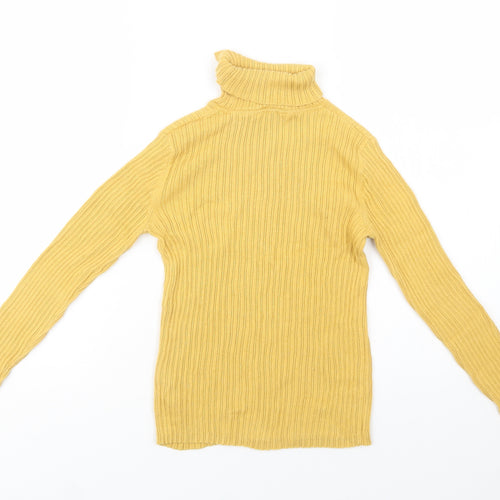 George Girls Yellow Roll Neck  Cotton Pullover Jumper Size 9-10 Years