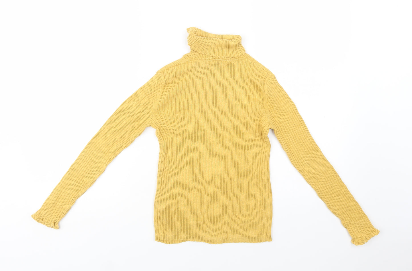 George Girls Yellow Roll Neck  Cotton Pullover Jumper Size 9-10 Years