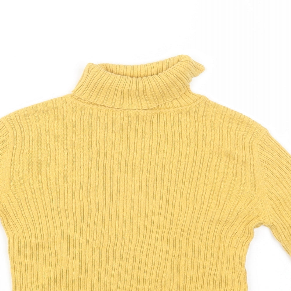 George Girls Yellow Roll Neck  Cotton Pullover Jumper Size 9-10 Years