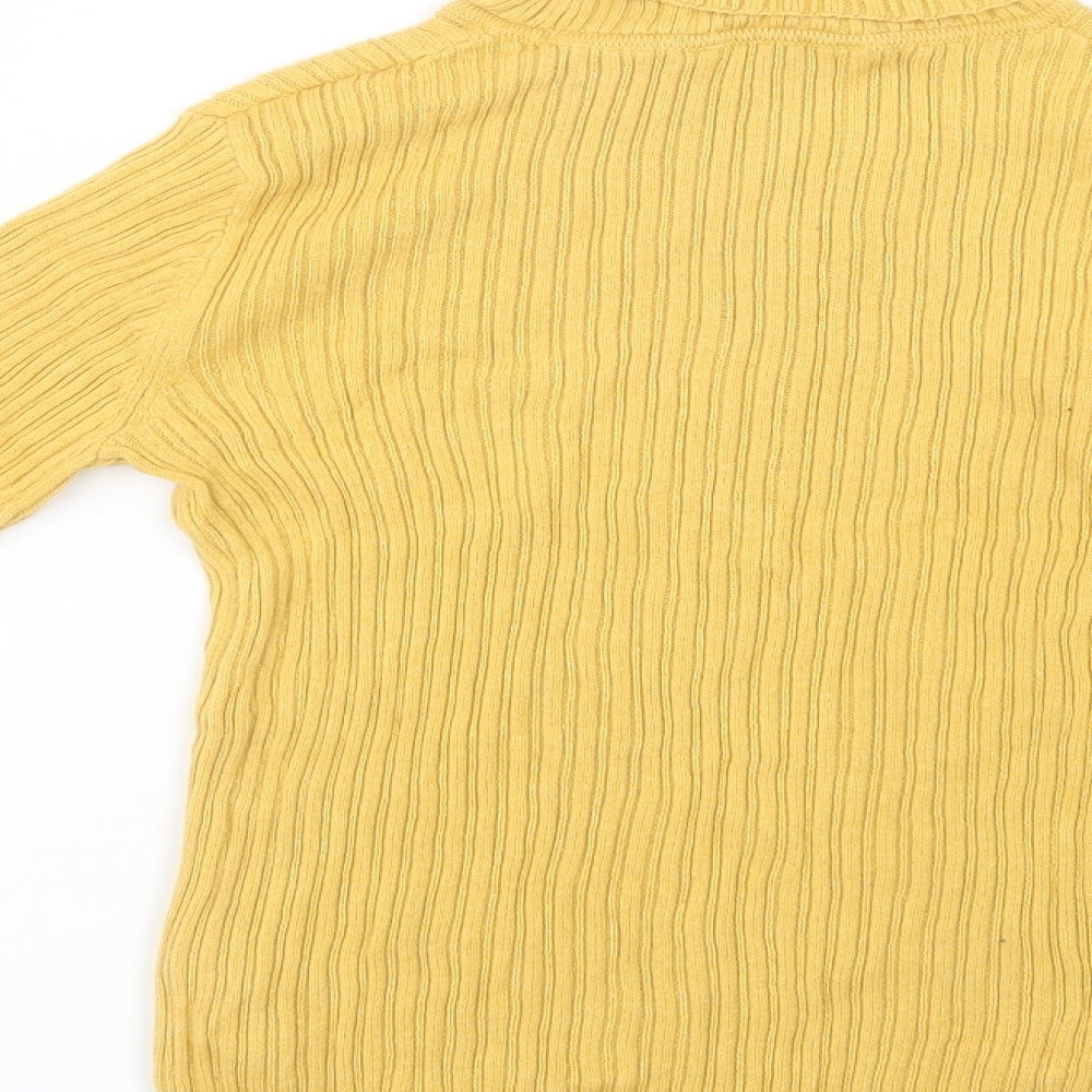 George Girls Yellow Roll Neck  Cotton Pullover Jumper Size 9-10 Years
