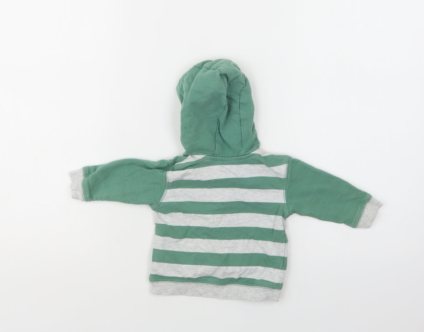 George Baby Green Striped Cotton Henley Jumper Size 3-6 Months  Button