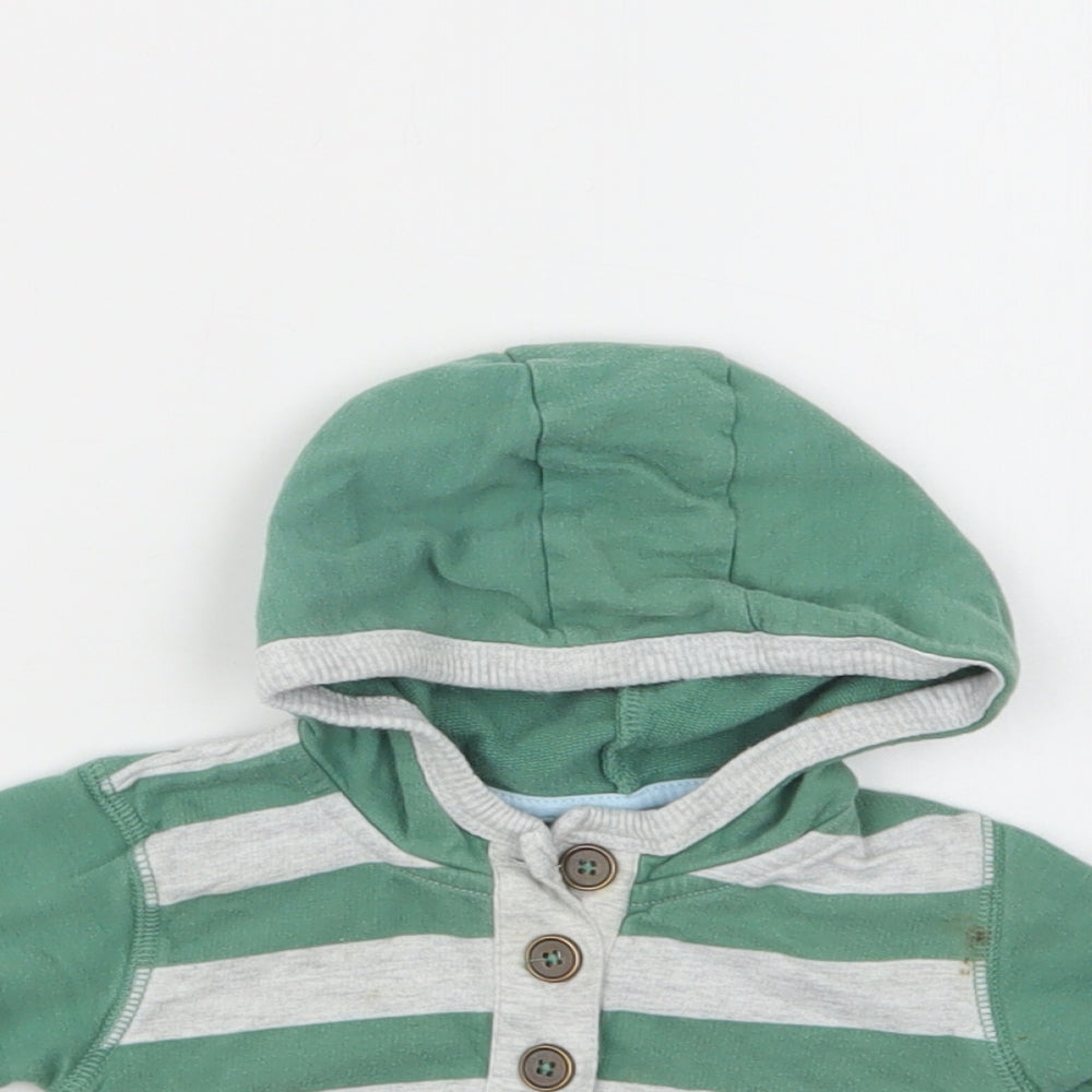 George Baby Green Striped Cotton Henley Jumper Size 3-6 Months  Button