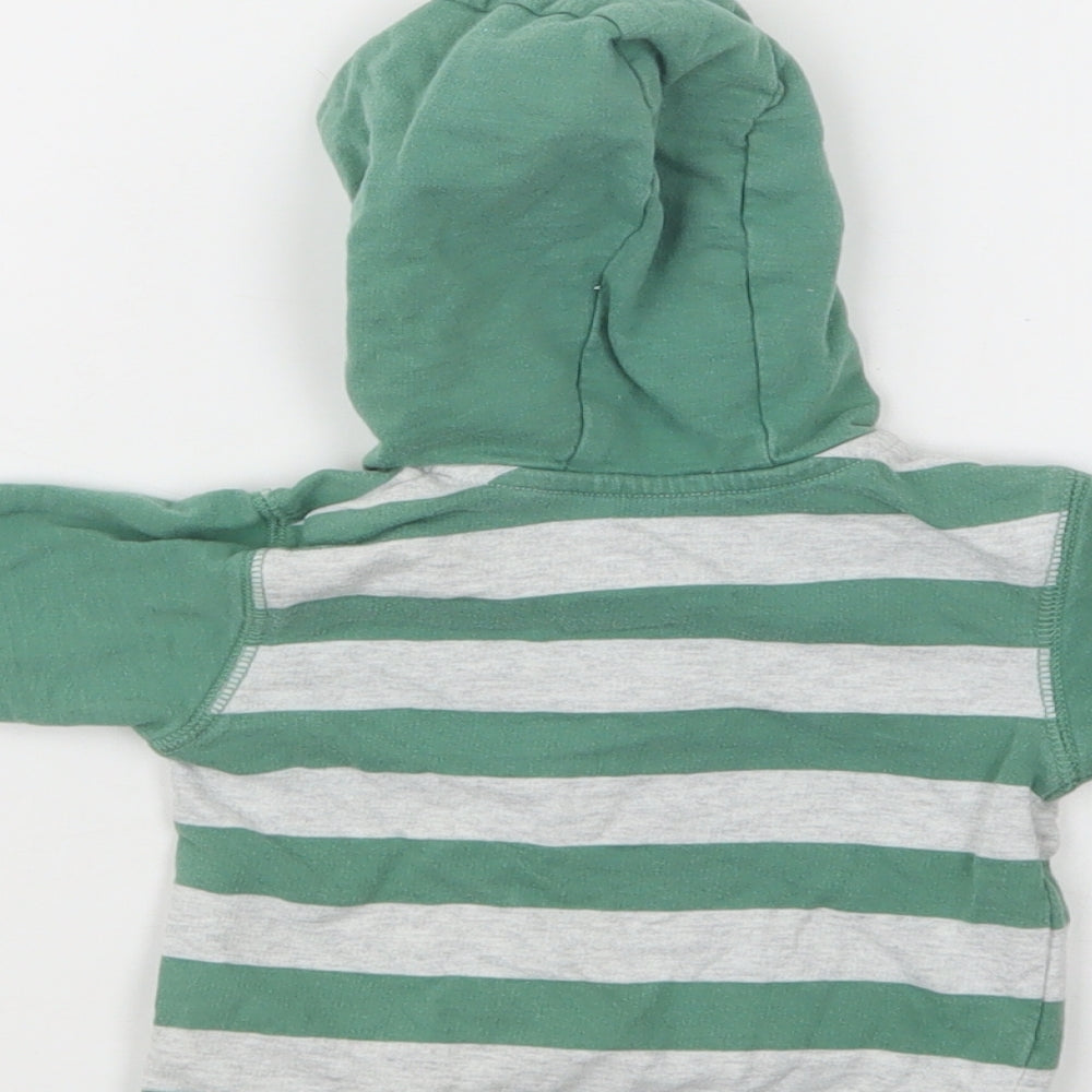 George Baby Green Striped Cotton Henley Jumper Size 3-6 Months  Button