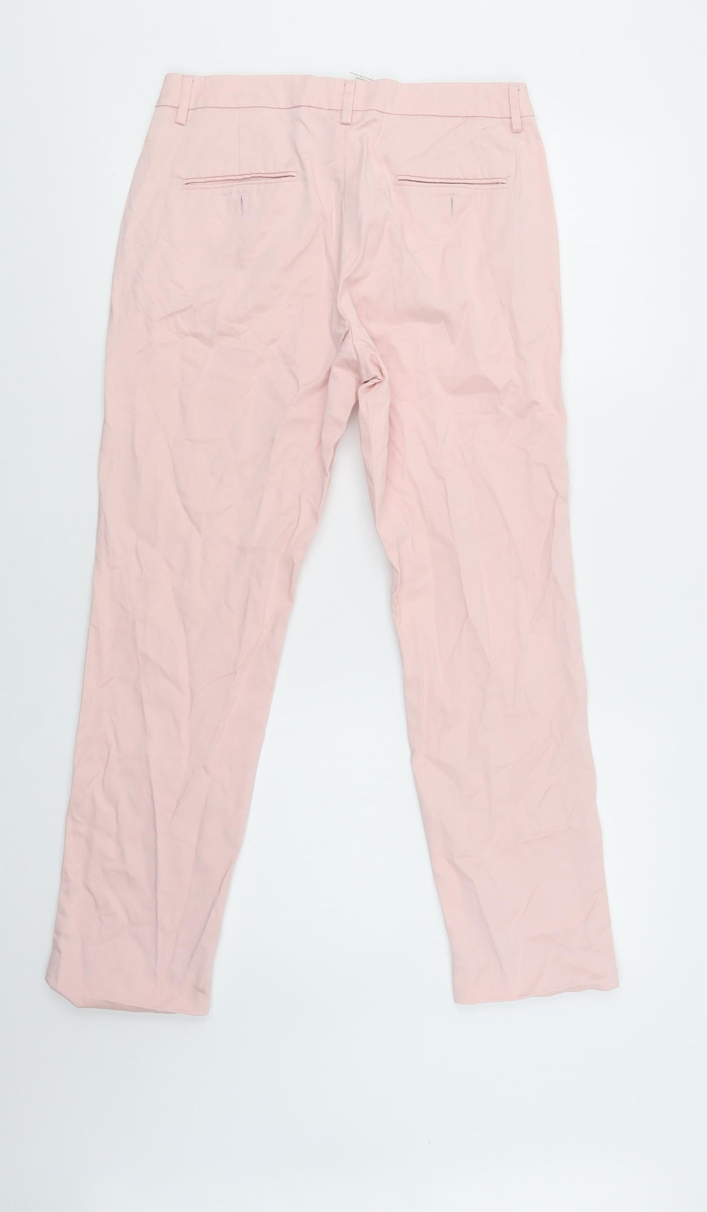 Weekend Max Mara Womens Pink  Cotton Chino Trousers Size 10 L30 in Regular Hook & Loop