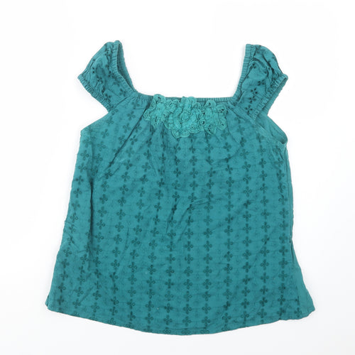 MK Womens Green  Cotton Basic Blouse Size 12 Round Neck
