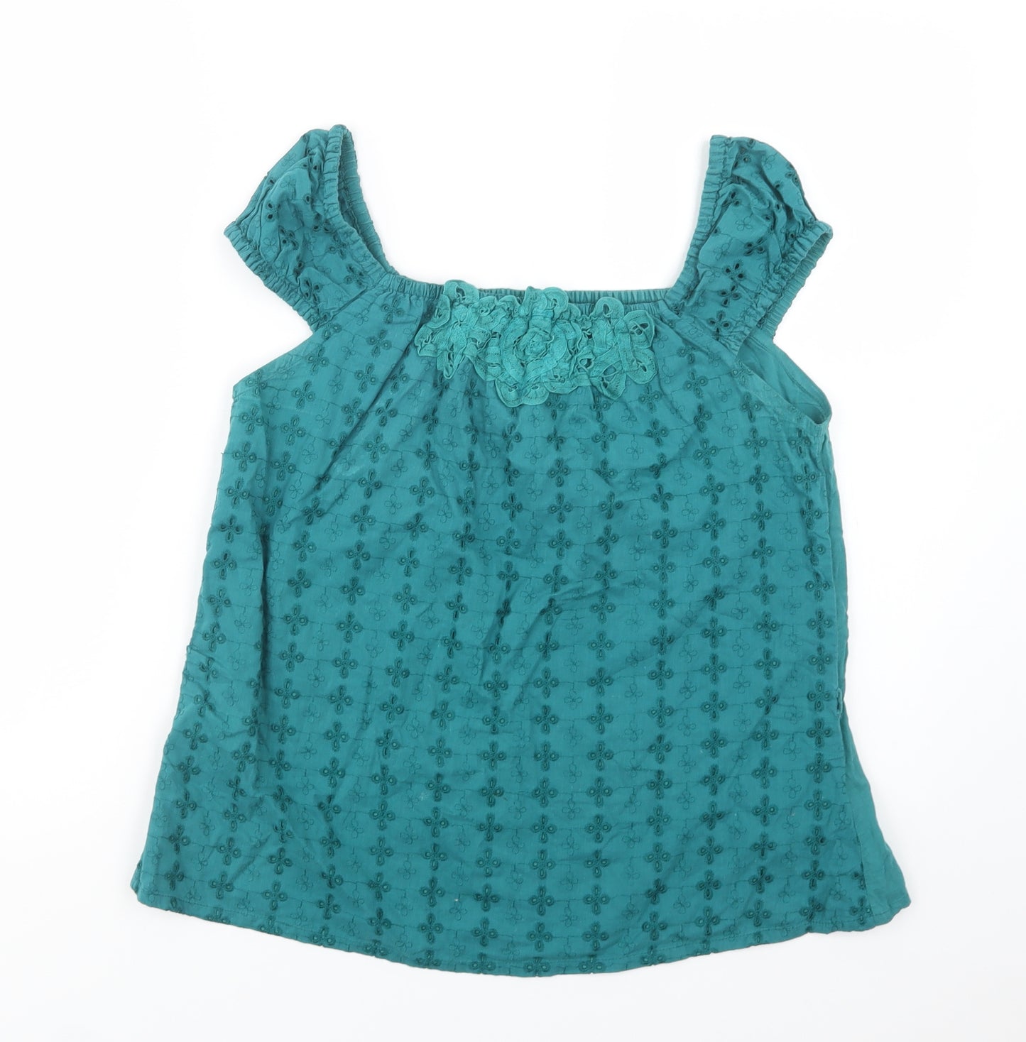 MK Womens Green  Cotton Basic Blouse Size 12 Round Neck