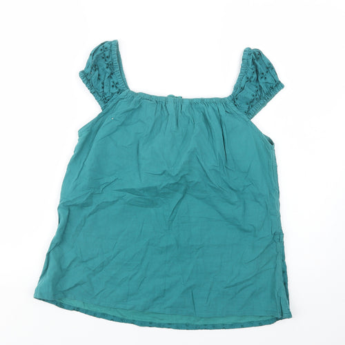 MK Womens Green  Cotton Basic Blouse Size 12 Round Neck