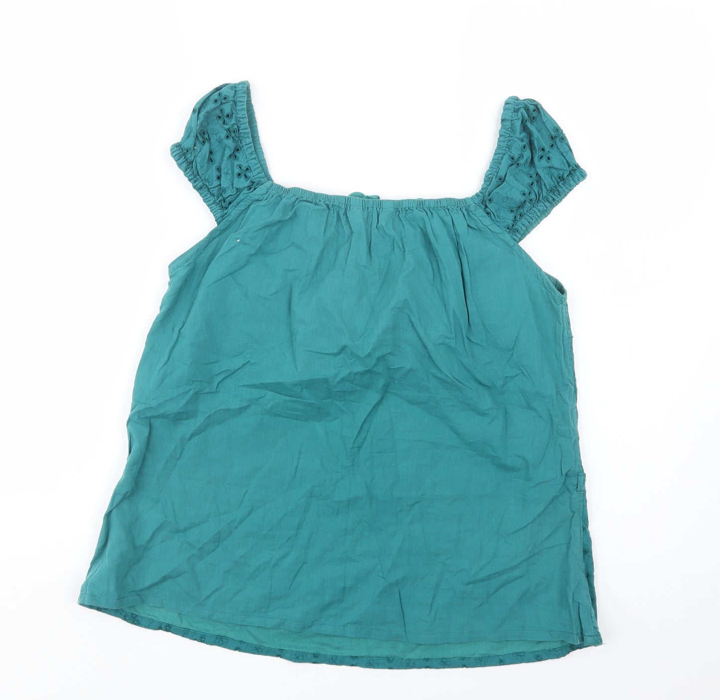 MK Womens Green  Cotton Basic Blouse Size 12 Round Neck