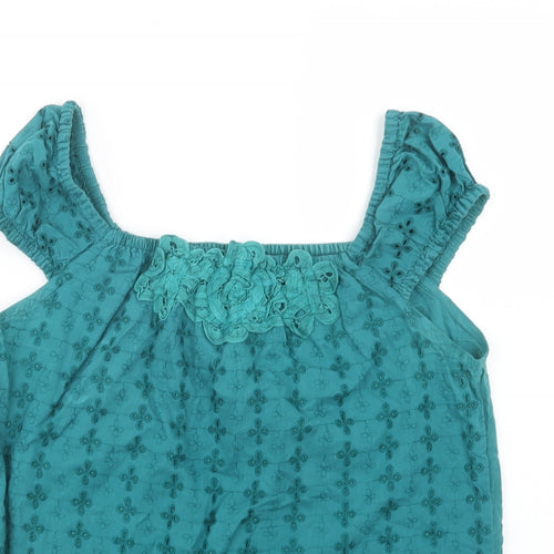 MK Womens Green  Cotton Basic Blouse Size 12 Round Neck