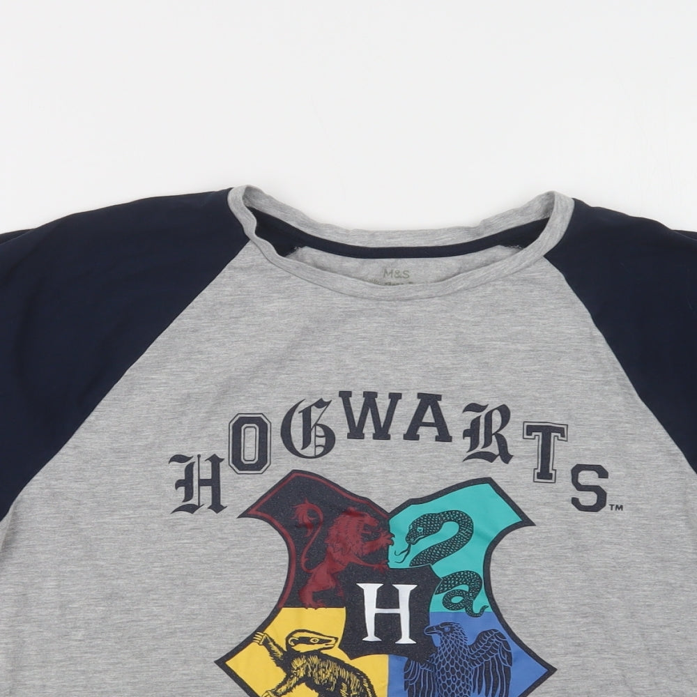 M&S Womens Grey  Cotton Top Pyjama Top Size 12   - Harry Potter