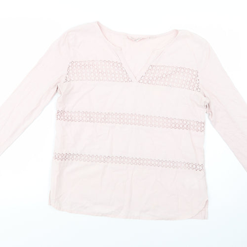 H&M Womens Pink  Cotton Basic Blouse Size M V-Neck
