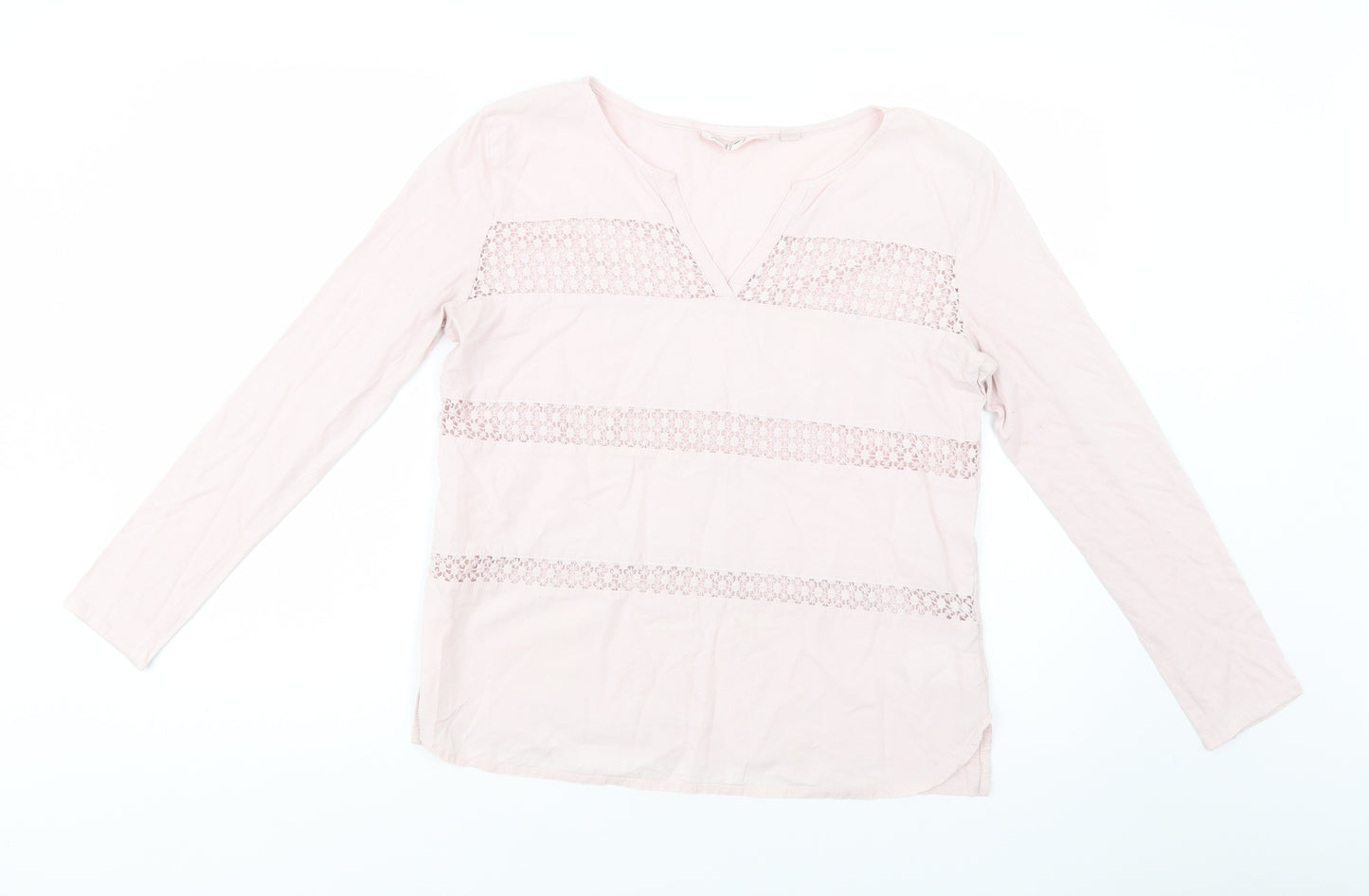 H&M Womens Pink  Cotton Basic Blouse Size M V-Neck