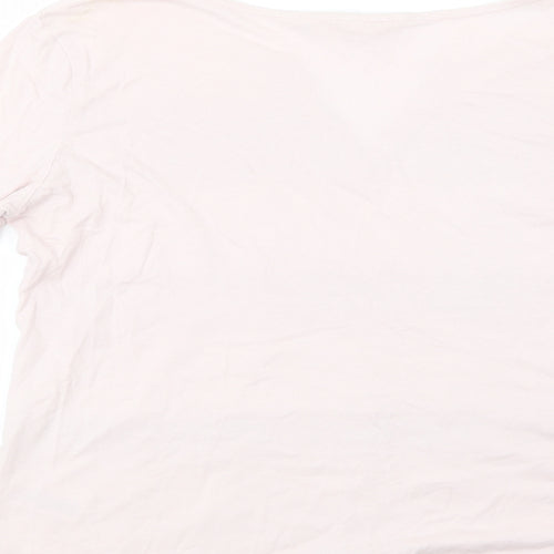H&M Womens Pink  Cotton Basic Blouse Size M V-Neck