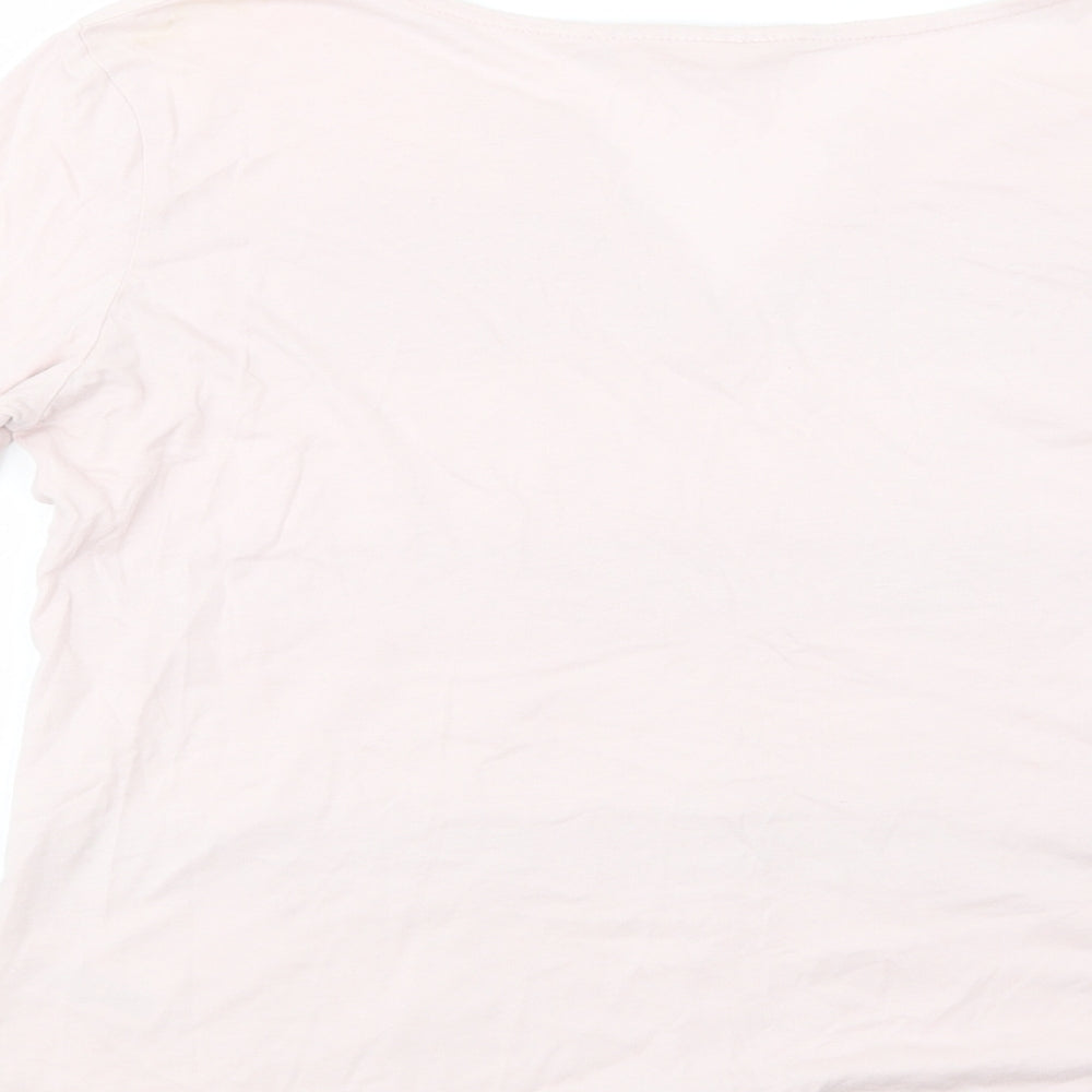 H&M Womens Pink  Cotton Basic Blouse Size M V-Neck