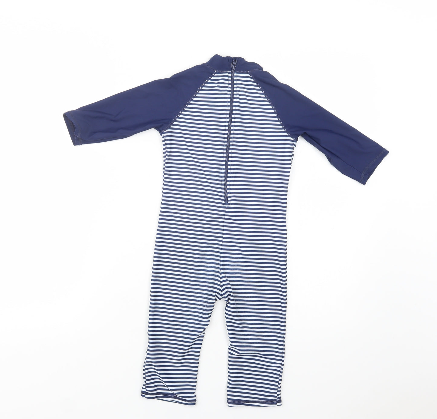 Mothercare Girls Blue Striped Polyester Coverall One-Piece Size 5-6 Years  Zip - Shark