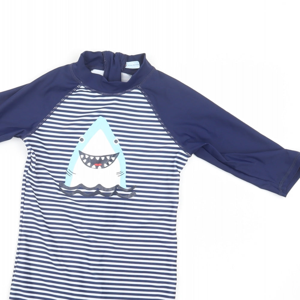 Mothercare Girls Blue Striped Polyester Coverall One-Piece Size 5-6 Years  Zip - Shark