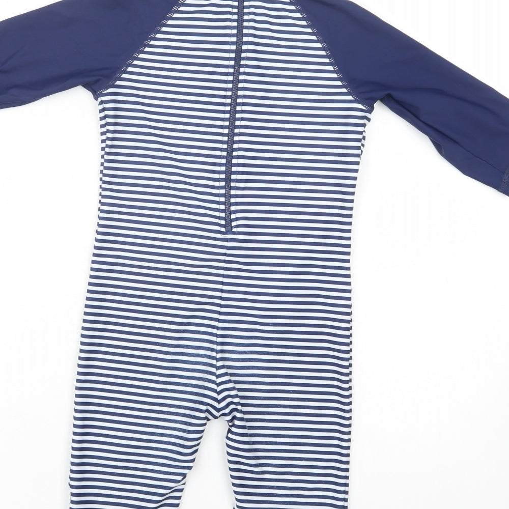 Mothercare Girls Blue Striped Polyester Coverall One-Piece Size 5-6 Years  Zip - Shark