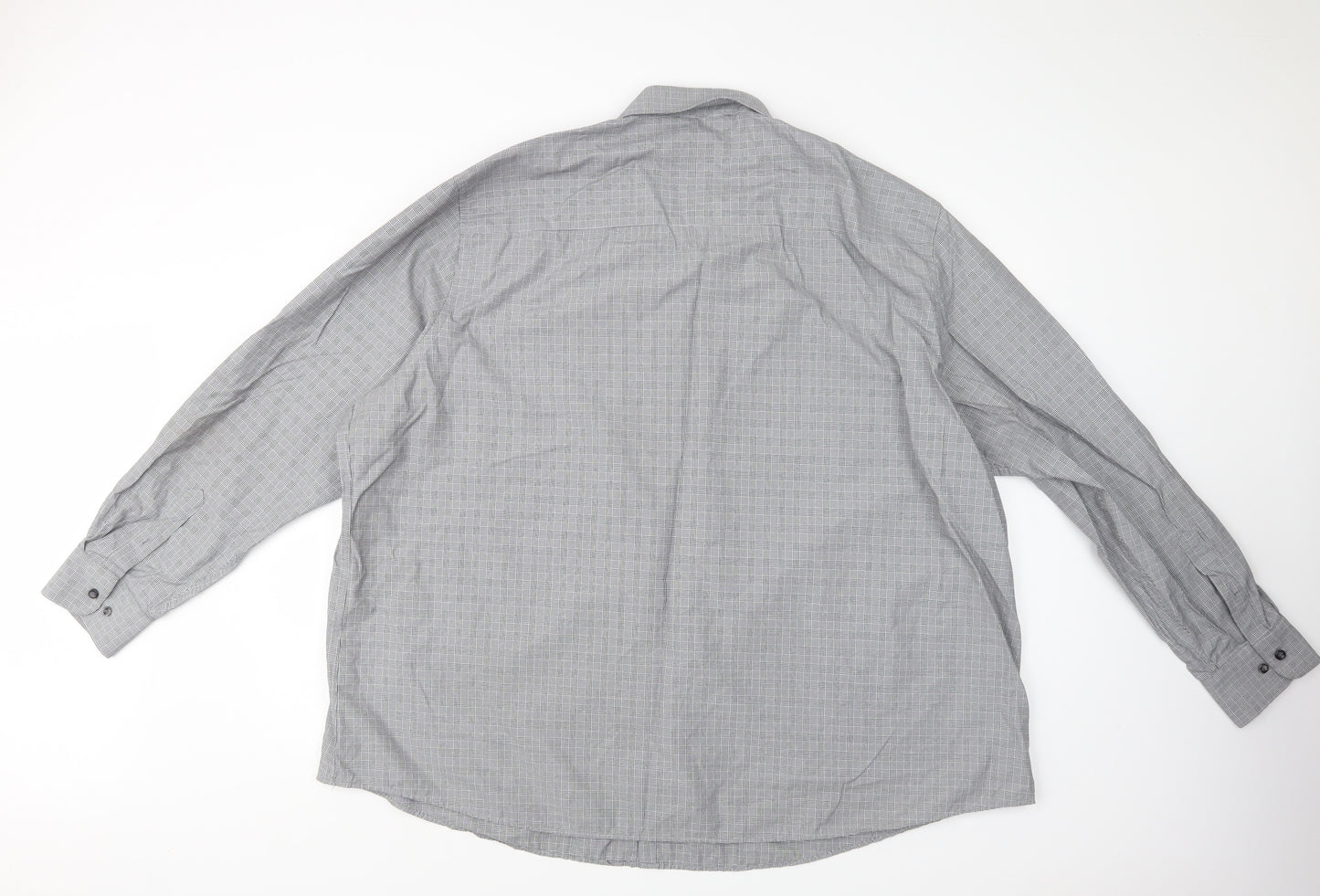 Williams & Brown Mens Grey Check Cotton  Dress Shirt Size 3XL Collared Button