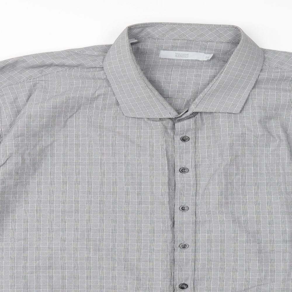 Williams & Brown Mens Grey Check Cotton  Dress Shirt Size 3XL Collared Button