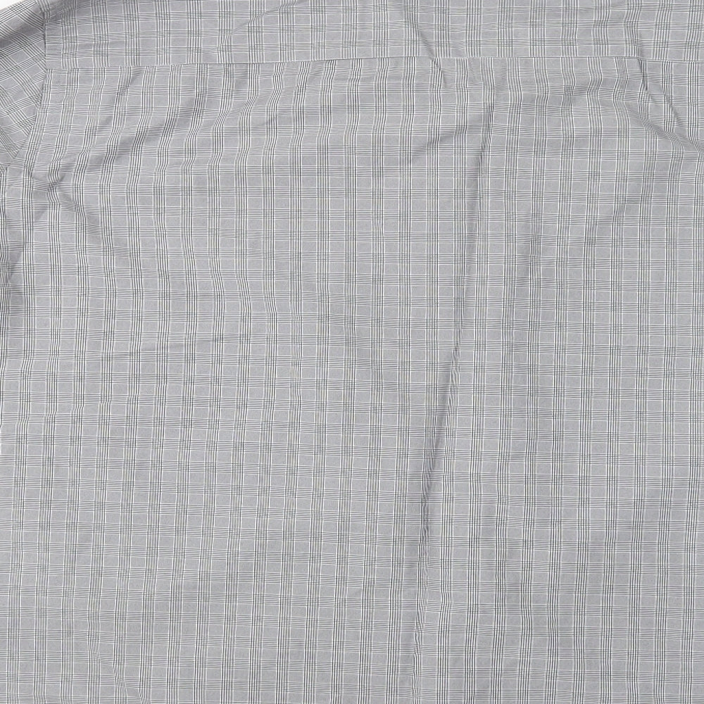 Williams & Brown Mens Grey Check Cotton  Dress Shirt Size 3XL Collared Button