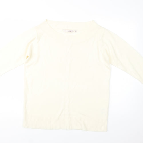 EWM Womens Ivory Boat Neck  Acrylic Pullover Jumper Size 18
