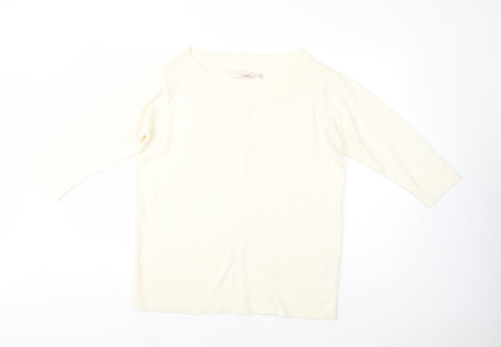 EWM Womens Ivory Boat Neck Acrylic Pullover Jumper Size 18