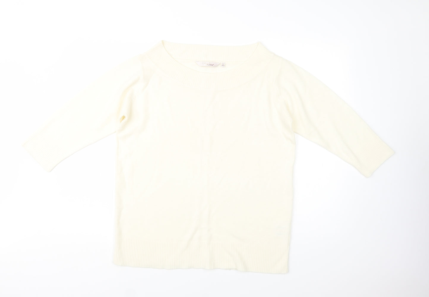 EWM Womens Ivory Boat Neck  Acrylic Pullover Jumper Size 18