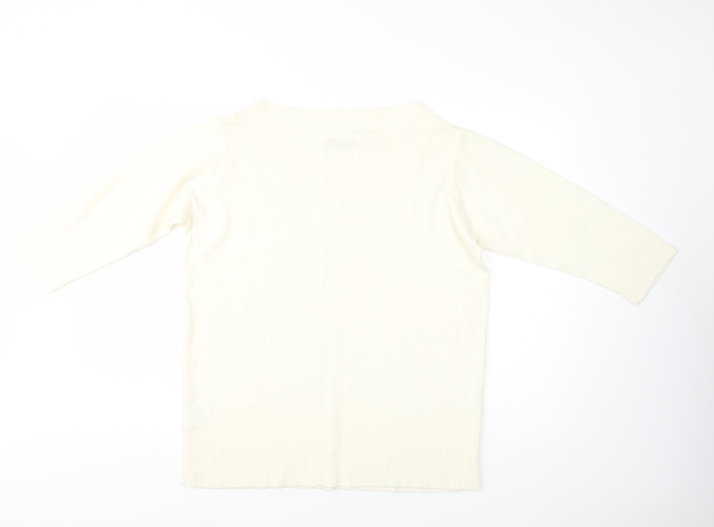EWM Womens Ivory Boat Neck  Acrylic Pullover Jumper Size 18