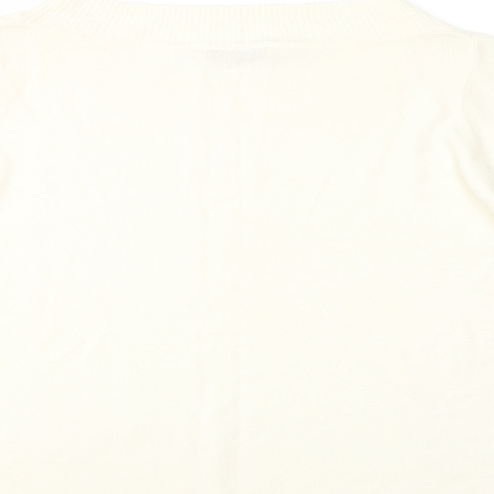 EWM Womens Ivory Boat Neck  Acrylic Pullover Jumper Size 18