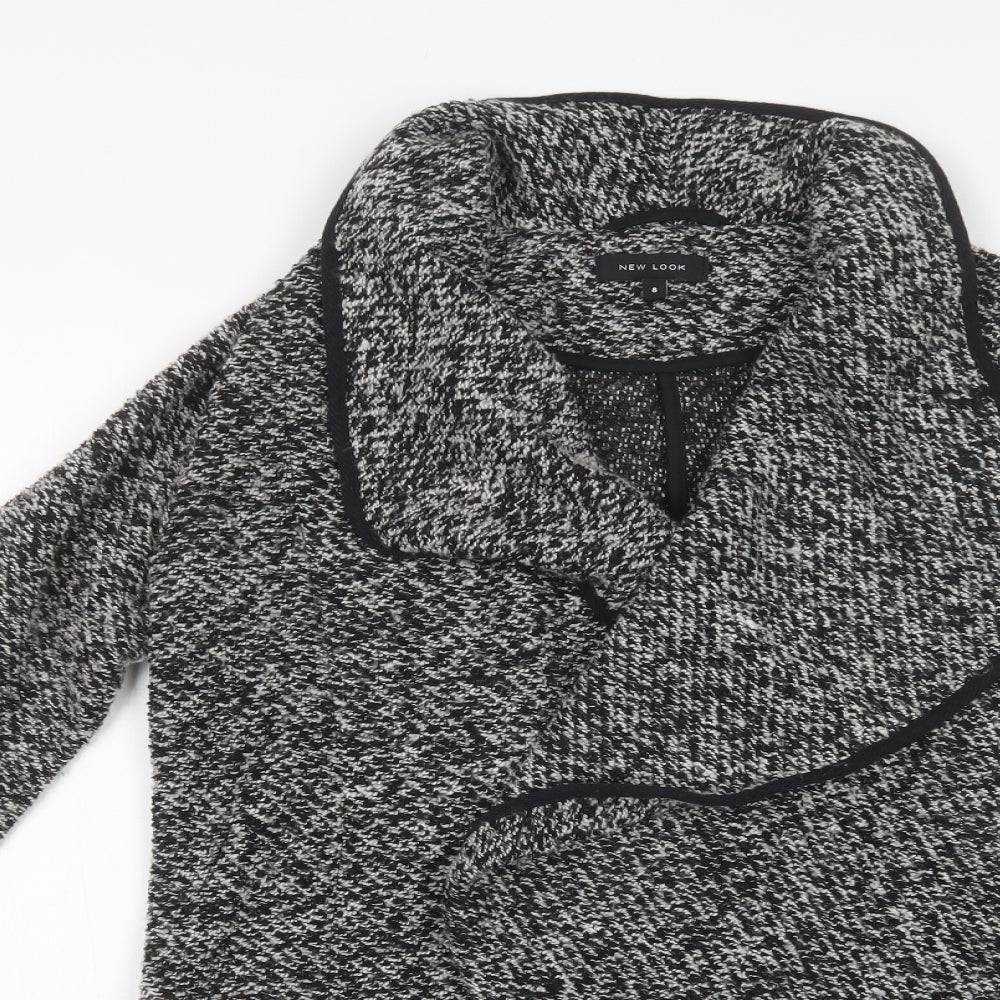 New Look Womens Grey V-Neck  Polyester Cardigan Jumper Size 8