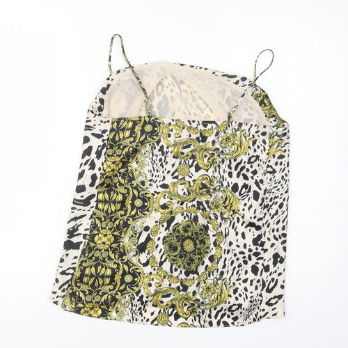 River Island Womens Beige Animal Print Polyester Camisole Blouse Size 6 Square Neck