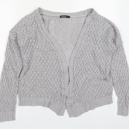 Boohoo Womens Grey V-Neck  Acrylic Cardigan Jumper Size M