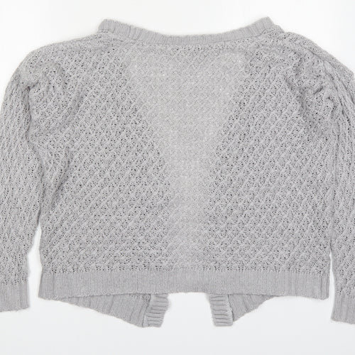 Boohoo Womens Grey V-Neck  Acrylic Cardigan Jumper Size M