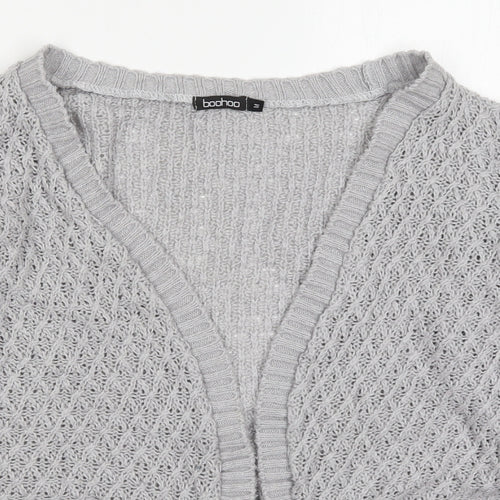 Boohoo Womens Grey V-Neck  Acrylic Cardigan Jumper Size M