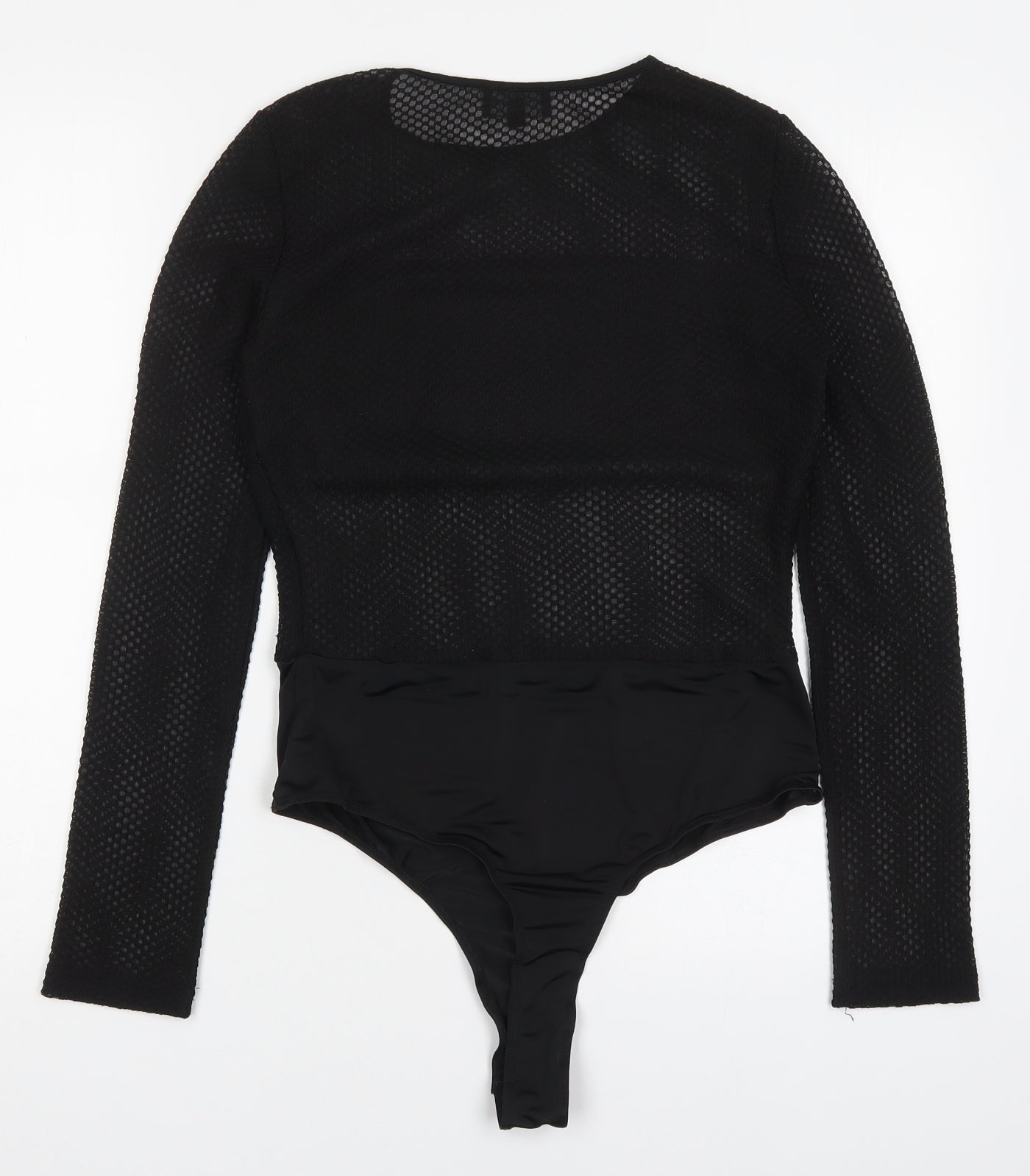 PRETTYLITTLETHING Womens Black  Polyester Bodysuit One-Piece Size 12  Button