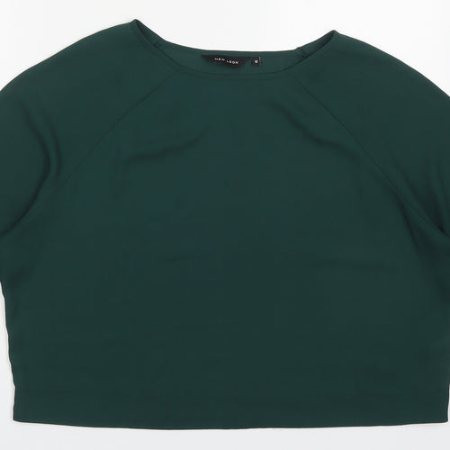 New Look Womens Green  Polyester Basic Blouse Size 12 Round Neck