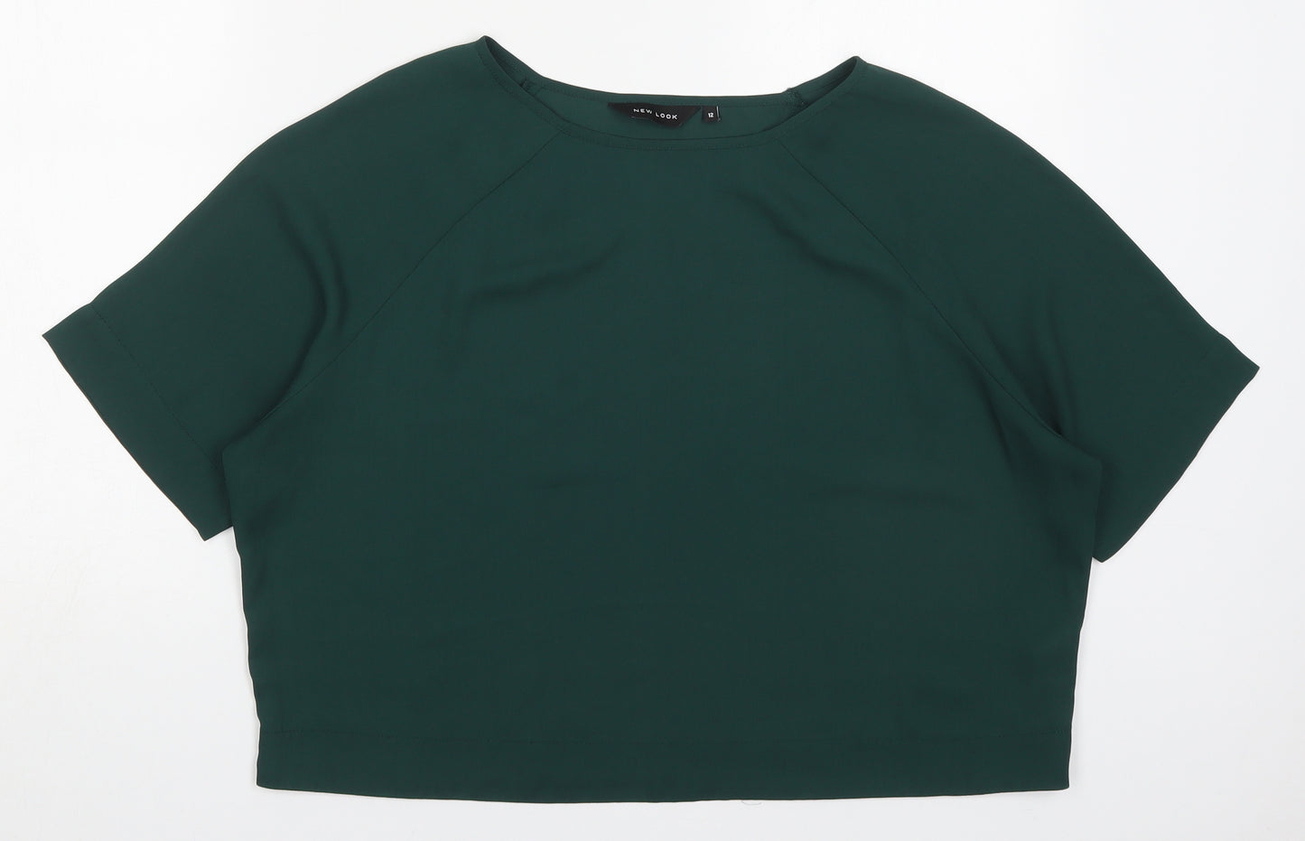 New Look Womens Green  Polyester Basic Blouse Size 12 Round Neck