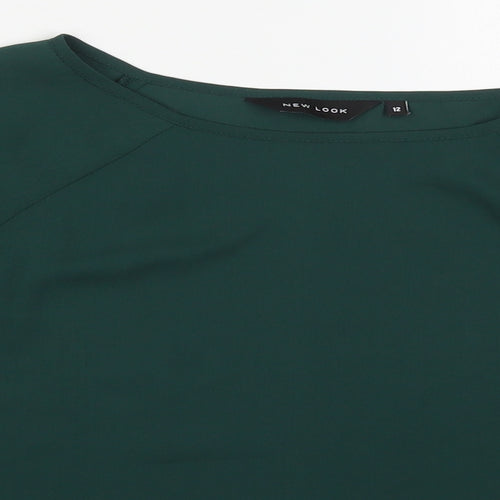 New Look Womens Green  Polyester Basic Blouse Size 12 Round Neck