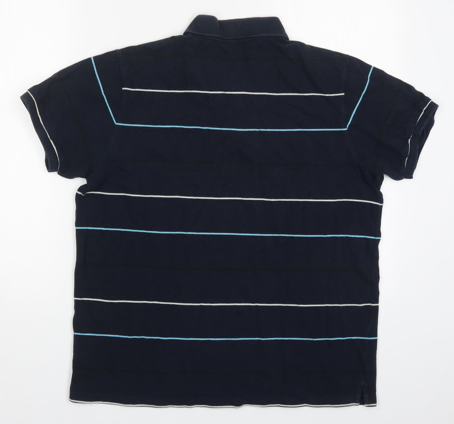Ban Sherman Mens Blue Striped Cotton  Polo Size XL Collared Pullover